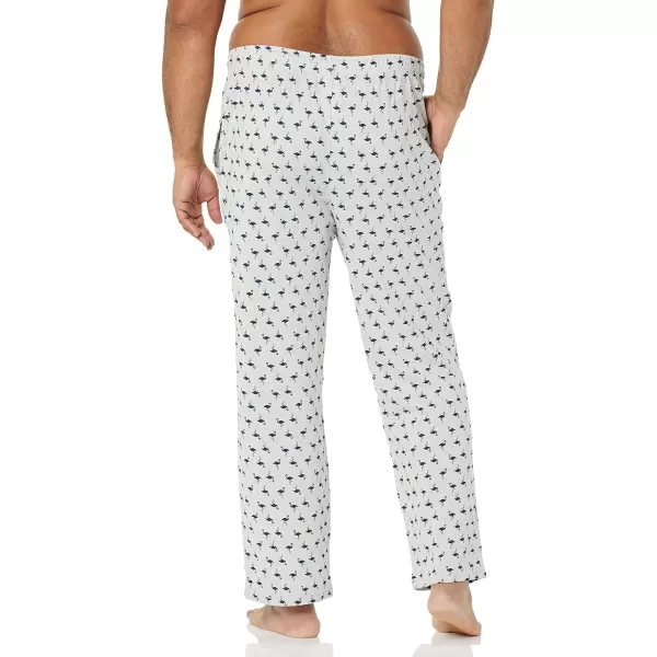 Amazon Essentials Mens Knit Pajama PantLight Grey Flamingo