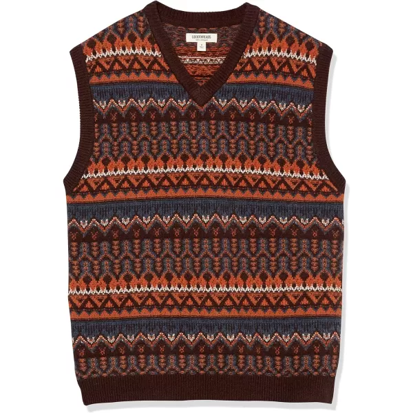 Amazon Essentials Mens Lambs Wool Sweater VestDeep Brown Fair Isle