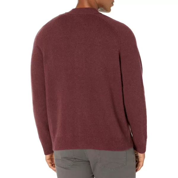 Amazon Essentials Mens Lambs Wool VNeck Cardigan Sweater Previously GoodthreadsBurgundy