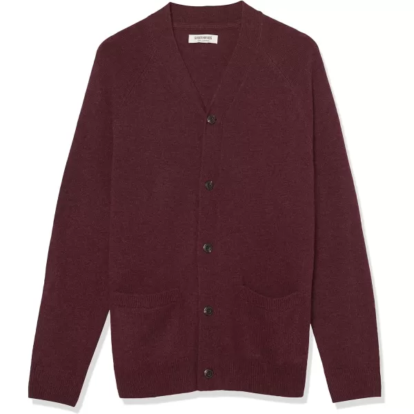 Amazon Essentials Mens Lambs Wool VNeck Cardigan Sweater Previously GoodthreadsDark Burgundy