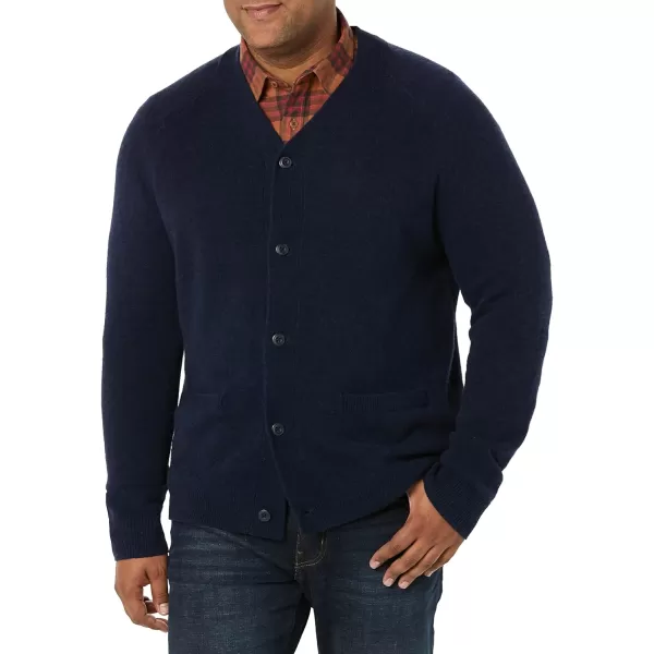 Amazon Essentials Mens Lambs Wool VNeck Cardigan Sweater Previously GoodthreadsDark Navy