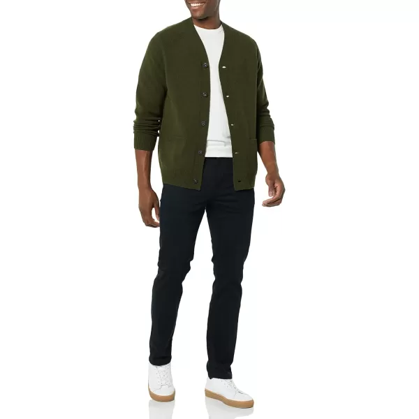 Amazon Essentials Mens Lambs Wool VNeck Cardigan Sweater Previously GoodthreadsDark Olive