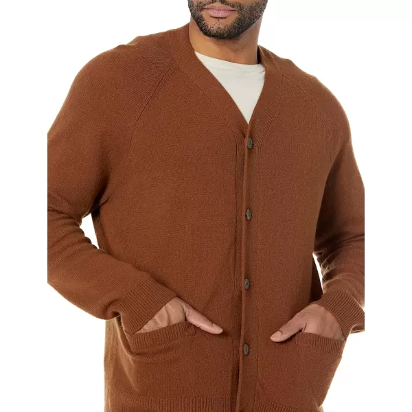 Amazon Essentials Mens Lambs Wool VNeck Cardigan Sweater Previously GoodthreadsMedium Brown