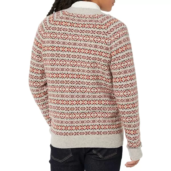 Amazon Essentials Mens Lambs Wool VNeck Cardigan Sweater Previously GoodthreadsOatmeal Fair Isle