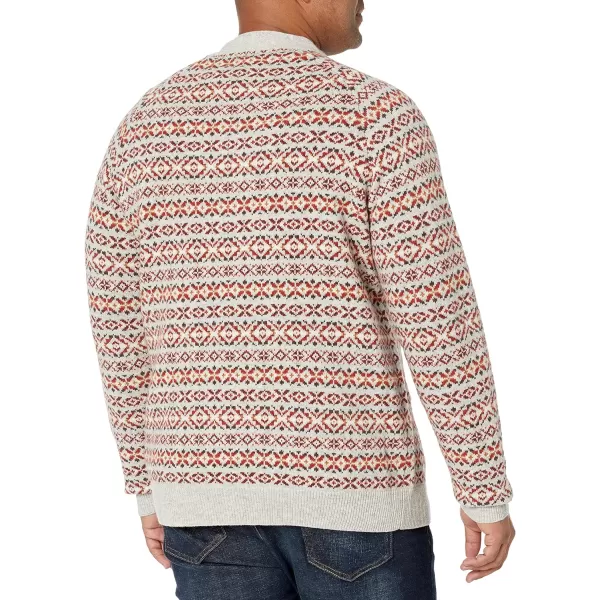 Amazon Essentials Mens Lambs Wool VNeck Cardigan Sweater Previously GoodthreadsOatmeal Heather Fair Isle