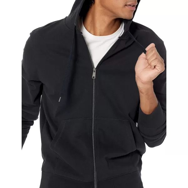 Amazon Essentials Mens Lightweight French Terry FullZip Hooded SweatshirtBlack