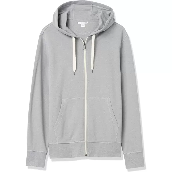 Amazon Essentials Mens Lightweight French Terry FullZip Hooded SweatshirtLight Grey Heather