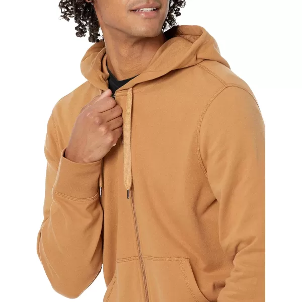 Amazon Essentials Mens Lightweight French Terry FullZip Hooded SweatshirtTan