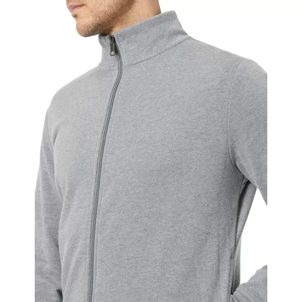 Amazon Essentials Mens Lightweight French Terry FullZip Mock Neck SweatshirtCharcoal Heather