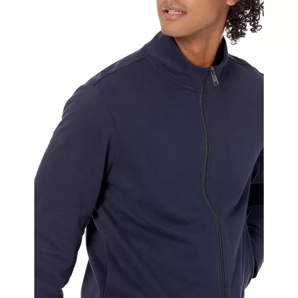 Amazon Essentials Mens Lightweight French Terry FullZip Mock Neck SweatshirtDark Navy