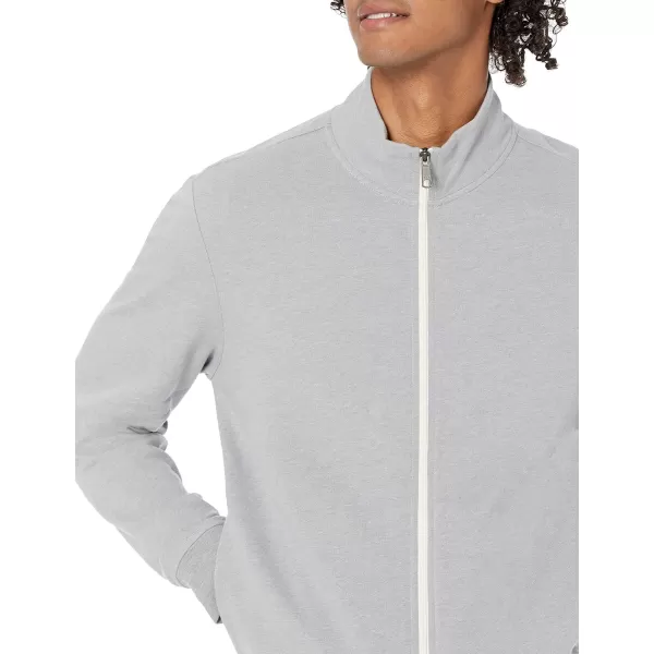 Amazon Essentials Mens Lightweight French Terry FullZip Mock Neck SweatshirtLight Grey Heather