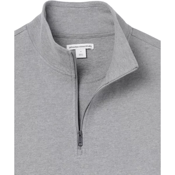 Amazon Essentials Mens Lightweight French Terry QuarterZip Mock Neck SweatshirtCharcoal Heather