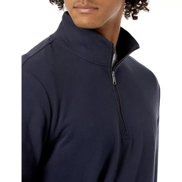 Amazon Essentials Mens Lightweight French Terry QuarterZip Mock Neck SweatshirtDark Navy