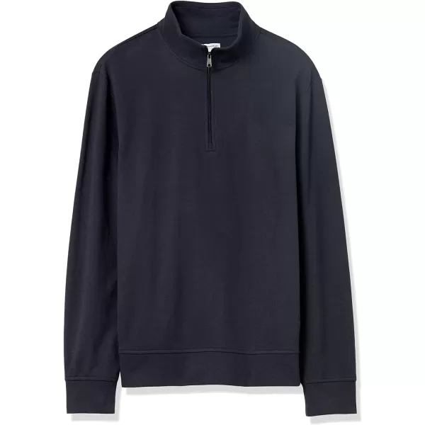 Amazon Essentials Mens Lightweight French Terry QuarterZip Mock Neck SweatshirtDark Navy