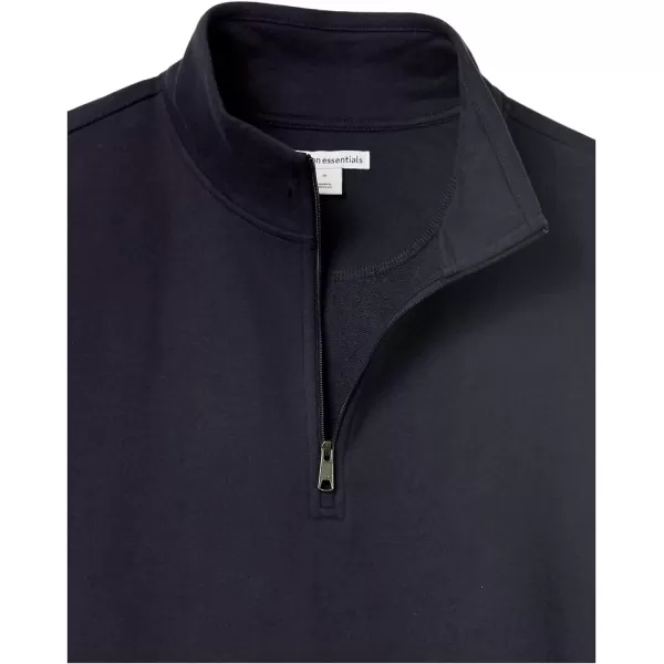 Amazon Essentials Mens Lightweight French Terry QuarterZip Mock Neck SweatshirtDark Navy