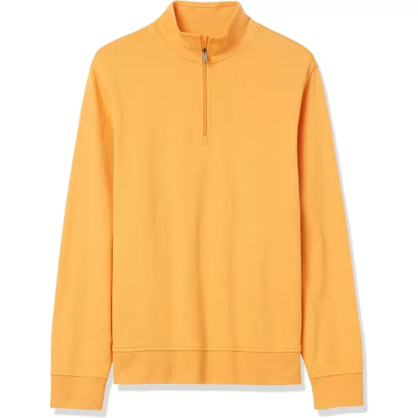 Amazon Essentials Mens Lightweight French Terry QuarterZip Mock Neck SweatshirtGolden Yellow