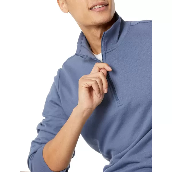 Amazon Essentials Mens Lightweight French Terry QuarterZip Mock Neck SweatshirtIndigo