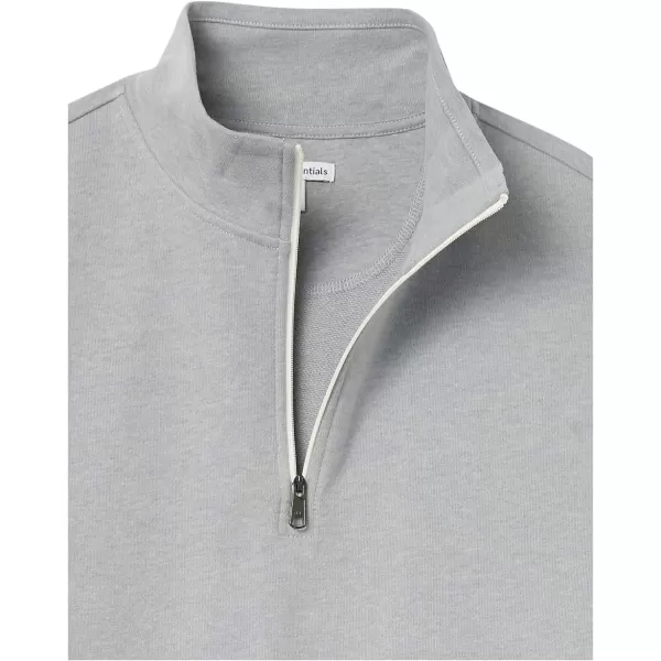 Amazon Essentials Mens Lightweight French Terry QuarterZip Mock Neck SweatshirtLight Grey Heather