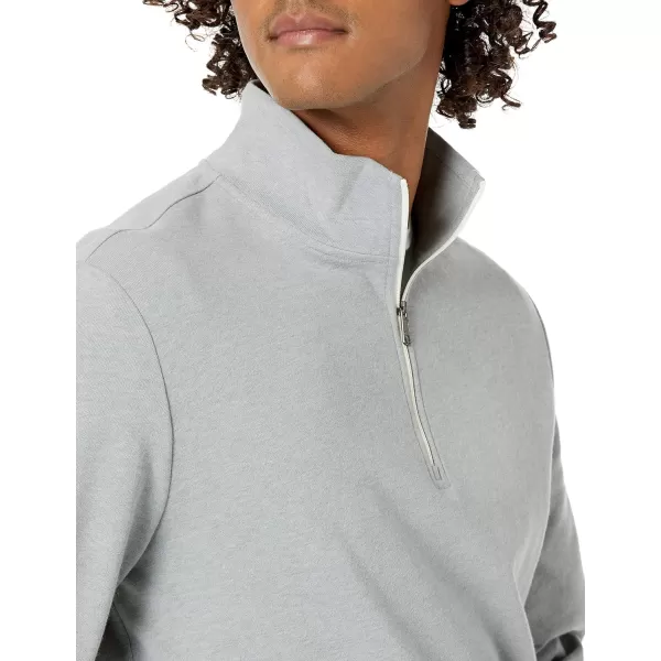 Amazon Essentials Mens Lightweight French Terry QuarterZip Mock Neck SweatshirtLight Grey Heather