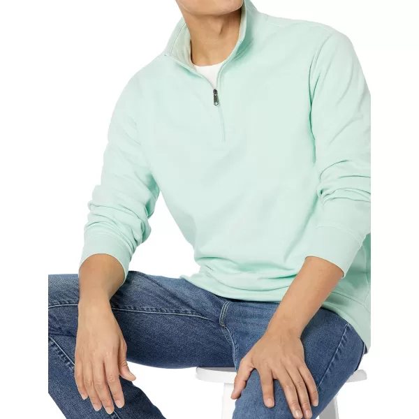 Amazon Essentials Mens Lightweight French Terry QuarterZip Mock Neck SweatshirtMint Green