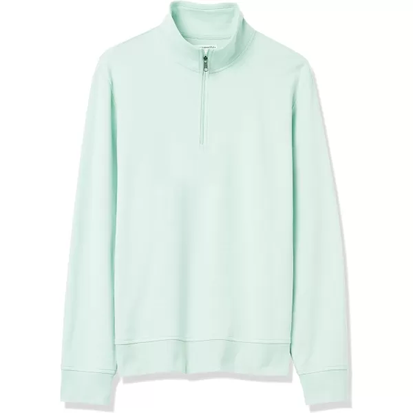 Amazon Essentials Mens Lightweight French Terry QuarterZip Mock Neck SweatshirtMint Green