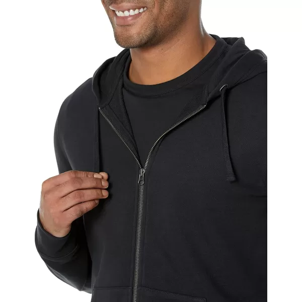 Amazon Essentials Mens Lightweight LongSleeve French Terry FullZip Hooded Sweatshirt Available in Big amp TallBlack