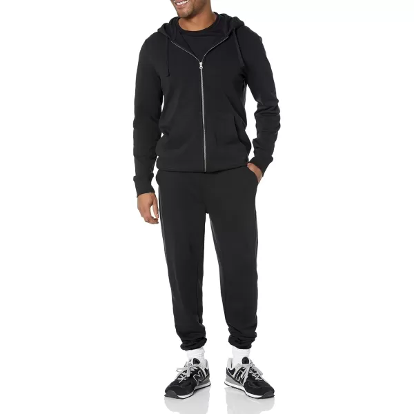 Amazon Essentials Mens Lightweight LongSleeve French Terry FullZip Hooded Sweatshirt Available in Big amp TallBlack