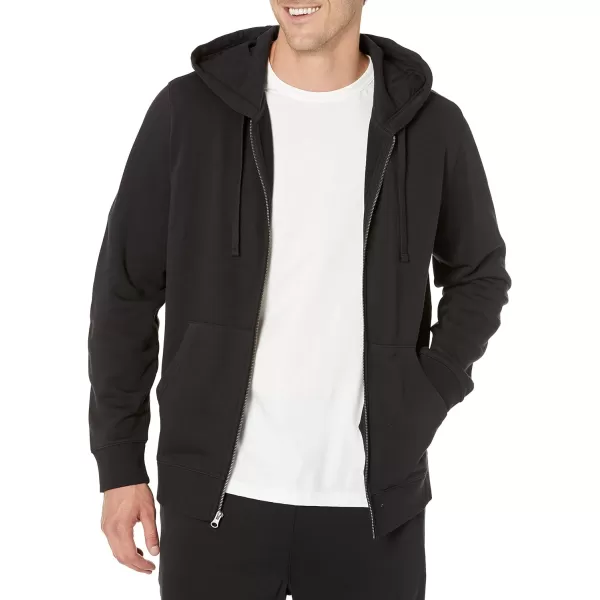 Amazon Essentials Mens Lightweight LongSleeve French Terry FullZip Hooded Sweatshirt Available in Big amp TallBlack