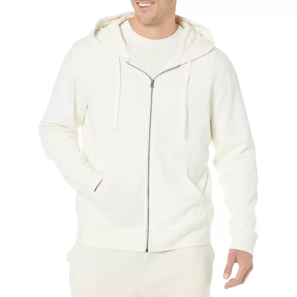 Amazon Essentials Mens Lightweight LongSleeve French Terry FullZip Hooded Sweatshirt Available in Big amp TallEggshell White