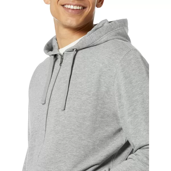 Amazon Essentials Mens Lightweight LongSleeve French Terry FullZip Hooded Sweatshirt Available in Big amp TallGrey Heather