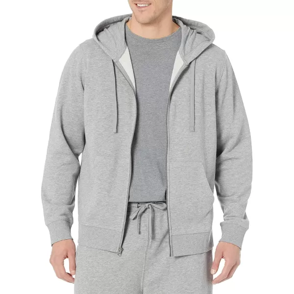 Amazon Essentials Mens Lightweight LongSleeve French Terry FullZip Hooded Sweatshirt Available in Big amp TallGrey Heather