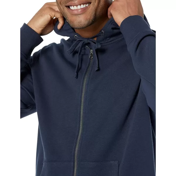 Amazon Essentials Mens Lightweight LongSleeve French Terry FullZip Hooded Sweatshirt Available in Big amp TallNavy