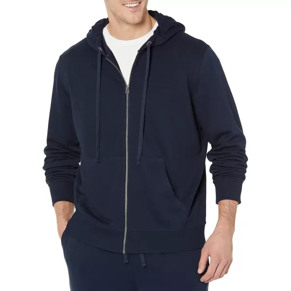 Amazon Essentials Mens Lightweight LongSleeve French Terry FullZip Hooded Sweatshirt Available in Big amp TallNavy