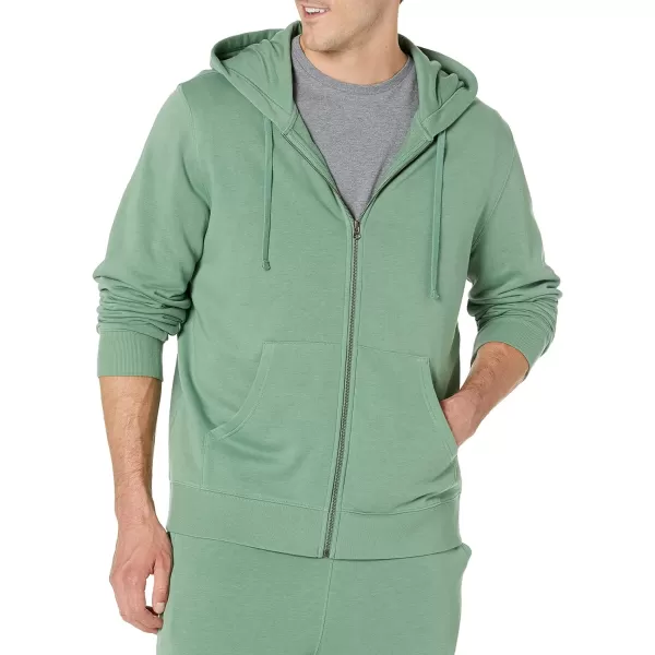 Amazon Essentials Mens Lightweight LongSleeve French Terry FullZip Hooded Sweatshirt Available in Big amp TallSage Green