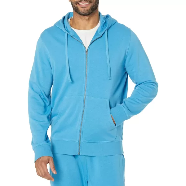 Amazon Essentials Mens Lightweight LongSleeve French Terry FullZip Hooded Sweatshirt Available in Big amp TallTurquoise Blue