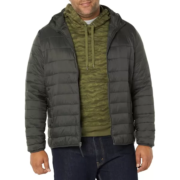 Amazon Essentials Mens Lightweight WaterResistant Packable Hooded Puffer JacketDark Grey