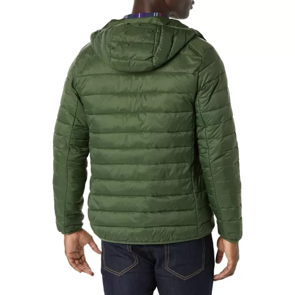 Amazon Essentials Mens Lightweight WaterResistant Packable Hooded Puffer JacketDark Olive