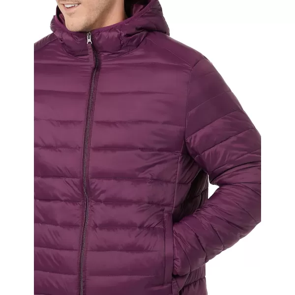 Amazon Essentials Mens Lightweight WaterResistant Packable Hooded Puffer JacketDark Purple