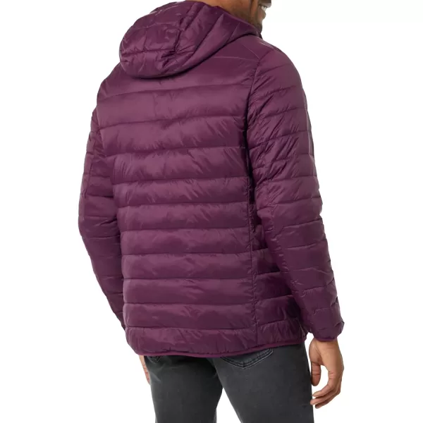 Amazon Essentials Mens Lightweight WaterResistant Packable Hooded Puffer JacketDark Purple