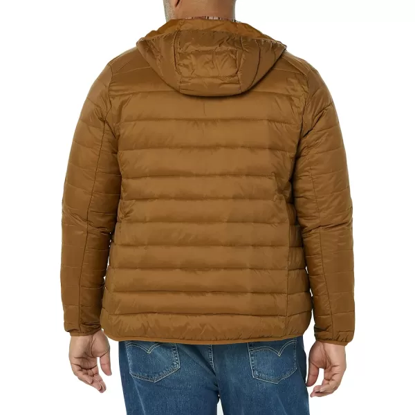 Amazon Essentials Mens Lightweight WaterResistant Packable Hooded Puffer JacketLight Brown