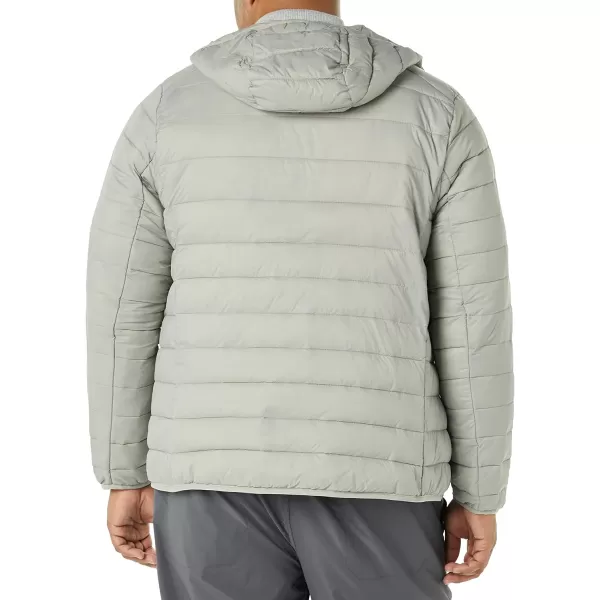 Amazon Essentials Mens Lightweight WaterResistant Packable Hooded Puffer JacketLight Grey