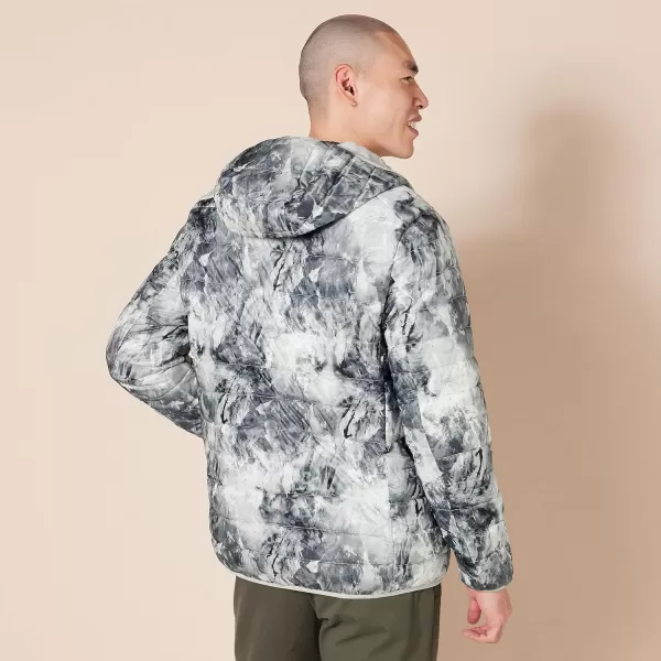 Amazon Essentials Mens Lightweight WaterResistant Packable Hooded Puffer JacketMarble Print