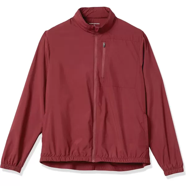 Amazon Essentials Mens Lightweight Woven Full Zipper Running JacketBurgundy