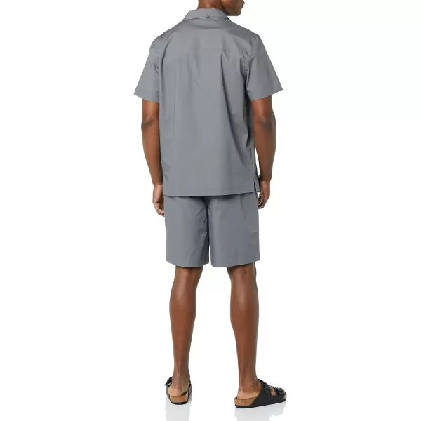 Amazon Essentials Mens Lightweight Woven Notch Collar Short Pajama SetCharcoal