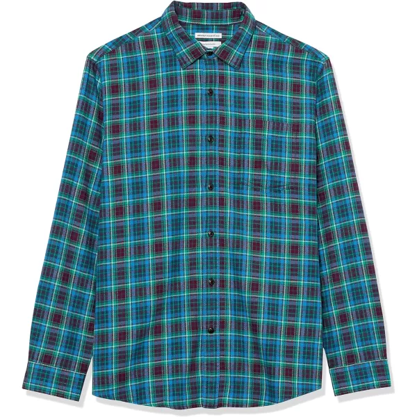 Amazon Essentials Mens LongSleeve Flannel Shirt Available in Big amp TallAqua Blue Plaid