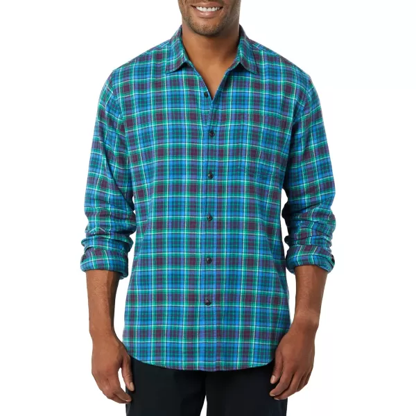 Amazon Essentials Mens LongSleeve Flannel Shirt Available in Big amp TallAqua Blue Plaid