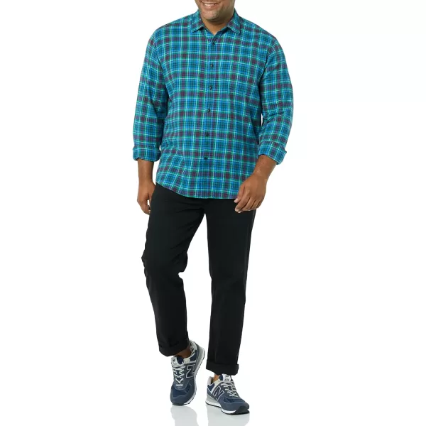 Amazon Essentials Mens LongSleeve Flannel Shirt Available in Big amp TallAqua Blue Plaid