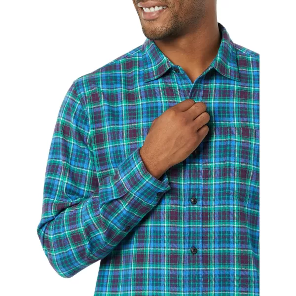 Amazon Essentials Mens LongSleeve Flannel Shirt Available in Big amp TallAqua Blue Plaid