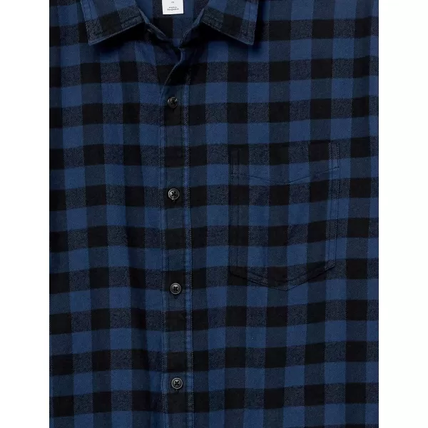 Amazon Essentials Mens LongSleeve Flannel Shirt Available in Big amp TallBlack Blue Buffalo Plaid