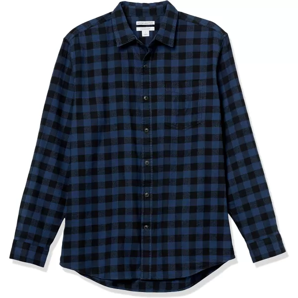 Amazon Essentials Mens LongSleeve Flannel Shirt Available in Big amp TallBlack Blue Buffalo Plaid